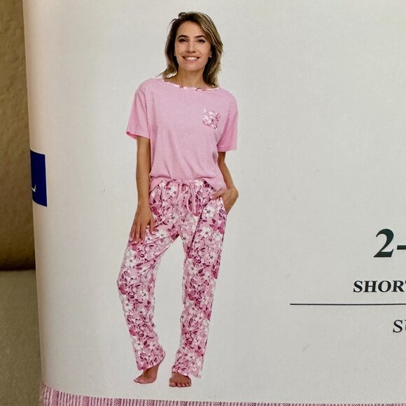 Flora Nikrooz  Women's 2 Piece Super Soft Pajama Lounge Set Size L Pink Cozy NEW - Picture 2 of 16